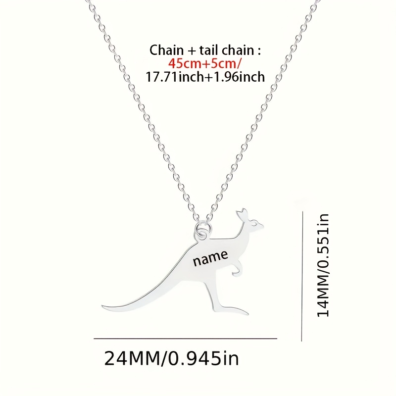 Women's 18K Gold Plated Custom Kangaroo Name Necklace, Personalized Gift